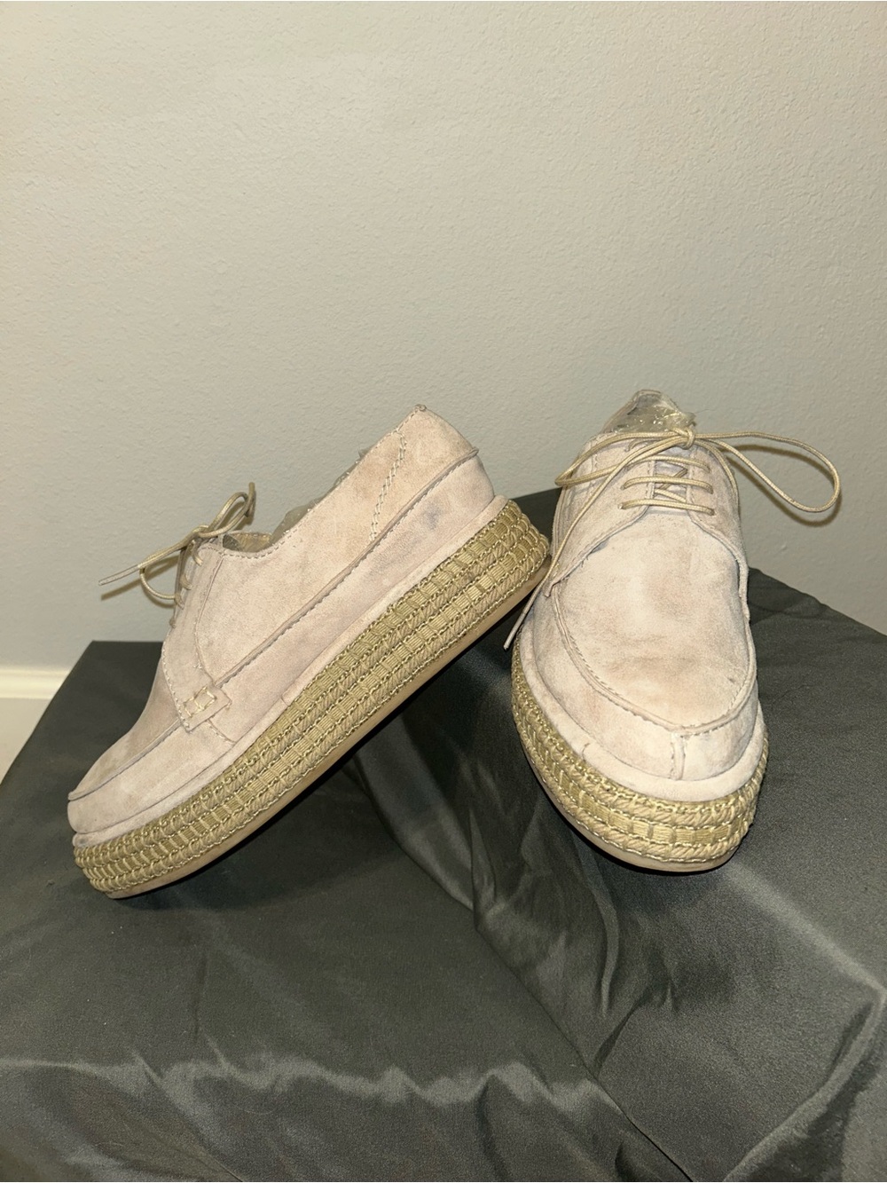 NEW Rachel Comey Beige Suede Espadrille Platform Lace-Up Shoes Sz 9.5